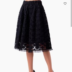 Endless Rose Black Lace Midi Skirt